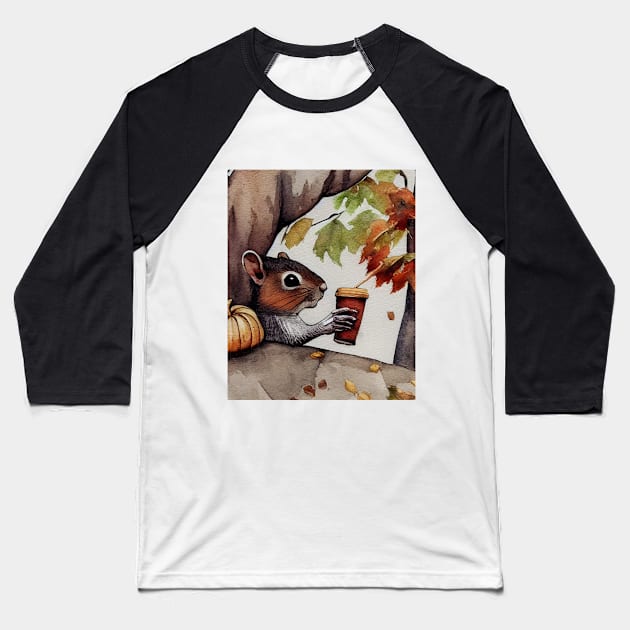 Squirrel Having a Drink Baseball T-Shirt by fistikci